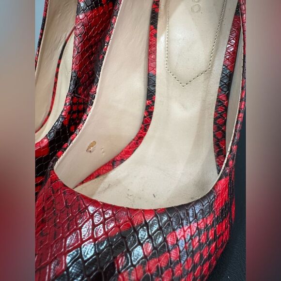 Red Aldo Snakeskin Stiletto Pumps Size 7 VGUC - Picture 5 of 6